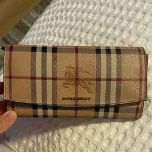 Burberry Beige and Black Plaid Wallet